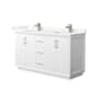 Wyndham Collection Strada 60" Free Standing Double Basin Vanity Set with Cabinet and Quartz Vanity Top White / Giotto Quartz Top / Brushed Nickel Hardware