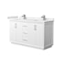 Wyndham Collection Strada 60" Free Standing Double Basin Vanity Set with Cabinet and Cultured Marble Vanity Top White / White Cultured Marble Top / Brushed Nickel Hardware
