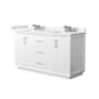 Wyndham Collection Strada 60" Free Standing Double Basin Vanity Set with Cabinet and Quartz Vanity Top White / White Quartz Top / Brushed Nickel Hardware