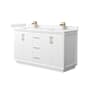 Wyndham Collection Strada 60" Free Standing Double Basin Vanity Set with Cabinet and Cultured Marble Vanity Top White / Carrara Cultured Marble Top / Satin Bronze Hardware