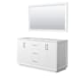 Wyndham Collection Strada 59" Double Free Standing Vanity Cabinet - Less Vanity Top White / Satin Bronze Hardware