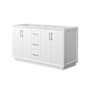Wyndham Collection Strada 59" Double Free Standing Vanity Cabinet Only - Less Vanity Top White / Satin Bronze Hardware