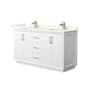 Wyndham Collection Strada 60" Free Standing Double Basin Vanity Set with Cabinet and Quartz Vanity Top White / Giotto Quartz Top / Satin Bronze Hardware