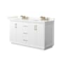 Wyndham Collection Strada 60" Free Standing Double Basin Vanity Set with Cabinet and Quartz Vanity Top White / Giotto Quartz Top / Satin Bronze Hardware