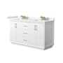 Wyndham Collection Strada 60" Free Standing Double Basin Vanity Set with Cabinet and Quartz Vanity Top White / White Quartz Top / Satin Bronze Hardware