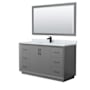 Wyndham Collection Strada 60" Free Standing Single Basin Vanity Set with Cabinet, Marble Vanity Top, and Framed Mirror Dark Gray / Matte Black Hardware