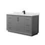Wyndham Collection Strada 60" Free Standing Single Basin Vanity Set with Cabinet and Marble Vanity Top Dark Gray / Matte Black Hardware