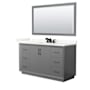 Wyndham Collection Strada 60" Free Standing Single Basin Vanity Set with Cabinet, Quartz Vanity Top, and Framed Mirror Dark Gray / Giotto Quartz Top / Matte Black Hardware