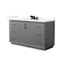 Wyndham Collection Strada 60" Free Standing Single Basin Vanity Set with Cabinet and Quartz Vanity Top Dark Gray / Giotto Quartz Top / Matte Black Hardware