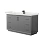 Wyndham Collection Strada 60" Free Standing Single Basin Vanity Set with Cabinet and Quartz Vanity Top Dark Gray / White Quartz Top / Matte Black Hardware