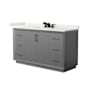 Wyndham Collection Strada 60" Free Standing Single Basin Vanity Set with Cabinet and Quartz Vanity Top Dark Gray / White Quartz Top / Matte Black Hardware