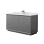 Wyndham Collection Strada 60" Free Standing Single Basin Vanity Set with Cabinet and Marble Vanity Top Dark Gray / Satin Bronze Hardware