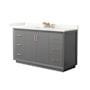 Wyndham Collection Strada 60" Free Standing Single Basin Vanity Set with Cabinet and Quartz Vanity Top Dark Gray / Giotto Quartz Top / Satin Bronze Hardware