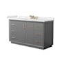 Wyndham Collection Strada 60" Free Standing Single Basin Vanity Set with Cabinet and Quartz Vanity Top Dark Gray / White Quartz Top / Satin Bronze Hardware