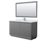 Wyndham Collection Strada 60" Free Standing Single Basin Vanity Set with Cabinet, Marble Vanity Top, and Framed Mirror Dark Gray / Brushed Nickel Hardware