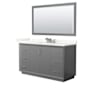 Wyndham Collection Strada 60" Free Standing Single Basin Vanity Set with Cabinet, Quartz Vanity Top, and Framed Mirror Dark Gray / Giotto Quartz Top / Brushed Nickel Hardware