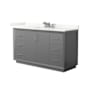 Wyndham Collection Strada 60" Free Standing Single Basin Vanity Set with Cabinet and Quartz Vanity Top Dark Gray / Giotto Quartz Top / Brushed Nickel Hardware