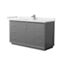 Wyndham Collection Strada 60" Free Standing Single Basin Vanity Set with Cabinet and Quartz Vanity Top Dark Gray / White Quartz Top / Brushed Nickel Hardware