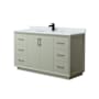 Wyndham Collection Strada 60" Free Standing Single Basin Vanity Set with Cabinet and Marble Vanity Top Light Green / Matte Black Hardware