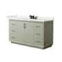 Wyndham Collection Strada 60" Free Standing Single Basin Vanity Set with Cabinet and Quartz Vanity Top Light Green / White Quartz Top / Matte Black Hardware