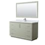 Wyndham Collection Strada 60" Free Standing Single Basin Vanity Set with Cabinet, Marble Vanity Top, and Framed Mirror Light Green / Brushed Nickel Hardware