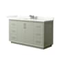 Wyndham Collection Strada 60" Free Standing Single Basin Vanity Set with Cabinet and Quartz Vanity Top Light Green / Giotto Quartz Top / Brushed Nickel Hardware