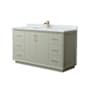 Wyndham Collection Strada 60" Free Standing Single Basin Vanity Set with Cabinet and Marble Vanity Top Light Green / Satin Bronze Hardware