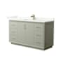 Wyndham Collection Strada 60" Free Standing Single Basin Vanity Set with Cabinet and Quartz Vanity Top Light Green / Giotto Quartz Top / Satin Bronze Hardware
