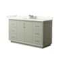 Wyndham Collection Strada 60" Free Standing Single Basin Vanity Set with Cabinet and Quartz Vanity Top Light Green / Giotto Quartz Top / Satin Bronze Hardware