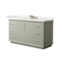 Wyndham Collection Strada 60" Free Standing Single Basin Vanity Set with Cabinet and Quartz Vanity Top Light Green / White Quartz Top / Satin Bronze Hardware