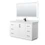 Wyndham Collection Strada 60" Free Standing Single Basin Vanity Set with Cabinet, Marble Vanity Top, and Framed Mirror White / Matte Black Hardware
