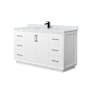 Wyndham Collection Strada 60" Free Standing Single Basin Vanity Set with Cabinet and Marble Vanity Top White / Matte Black Hardware