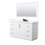 Wyndham Collection Strada 60" Free Standing Single Basin Vanity Set with Cabinet, Quartz Vanity Top, and Framed Mirror White / Giotto Quartz Top / Matte Black Hardware
