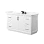 Wyndham Collection Strada 60" Free Standing Single Basin Vanity Set with Cabinet and Quartz Vanity Top White / Giotto Quartz Top / Matte Black Hardware
