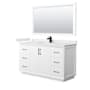 Wyndham Collection Strada 60" Free Standing Single Basin Vanity Set with Cabinet, Quartz Vanity Top, and Framed Mirror White / White Quartz Top / Matte Black Hardware