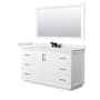 Wyndham Collection Strada 60" Free Standing Single Basin Vanity Set with Cabinet, Quartz Vanity Top, and Framed Mirror White / White Quartz Top / Matte Black Hardware