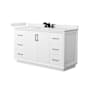 Wyndham Collection Strada 60" Free Standing Single Basin Vanity Set with Cabinet and Quartz Vanity Top White / White Quartz Top / Matte Black Hardware