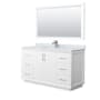 Wyndham Collection Strada 60" Free Standing Single Basin Vanity Set with Cabinet, Marble Vanity Top, and Framed Mirror White / Brushed Nickel Hardware