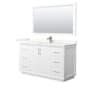 Wyndham Collection Strada 60" Free Standing Single Basin Vanity Set with Cabinet, Quartz Vanity Top, and Framed Mirror White / Giotto Quartz Top / Brushed Nickel Hardware