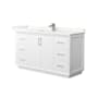Wyndham Collection Strada 60" Free Standing Single Basin Vanity Set with Cabinet and Quartz Vanity Top White / Giotto Quartz Top / Brushed Nickel Hardware