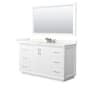 Wyndham Collection Strada 60" Free Standing Single Basin Vanity Set with Cabinet, Quartz Vanity Top, and Framed Mirror White / Giotto Quartz Top / Brushed Nickel Hardware
