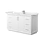 Wyndham Collection Strada 60" Free Standing Single Basin Vanity Set with Cabinet and Quartz Vanity Top White / White Quartz Top / Brushed Nickel Hardware