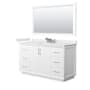 Wyndham Collection Strada 60" Free Standing Single Basin Vanity Set with Cabinet, Quartz Vanity Top, and Framed Mirror White / White Quartz Top / Brushed Nickel Hardware