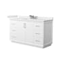 Wyndham Collection Strada 60" Free Standing Single Basin Vanity Set with Cabinet and Quartz Vanity Top White / White Quartz Top / Brushed Nickel Hardware