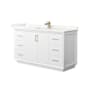 Wyndham Collection Strada 60" Free Standing Single Basin Vanity Set with Cabinet and Quartz Vanity Top White / Giotto Quartz Top / Satin Bronze Hardware