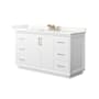 Wyndham Collection Strada 60" Free Standing Single Basin Vanity Set with Cabinet and Quartz Vanity Top White / Giotto Quartz Top / Satin Bronze Hardware