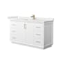 Wyndham Collection Strada 60" Free Standing Single Basin Vanity Set with Cabinet and Quartz Vanity Top White / White Quartz Top / Satin Bronze Hardware