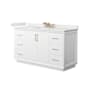 Wyndham Collection Strada 60" Free Standing Single Basin Vanity Set with Cabinet and Quartz Vanity Top White / White Quartz Top / Satin Bronze Hardware