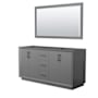 Wyndham Collection Strada 65" Double Free Standing Vanity Cabinet - Less Vanity Top Dark Gray / Matte Black Hardware