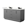 Wyndham Collection Strada 66" Free Standing Double Basin Vanity Set with Cabinet and Quartz Vanity Top Dark Gray / Giotto Quartz Top / Matte Black Hardware